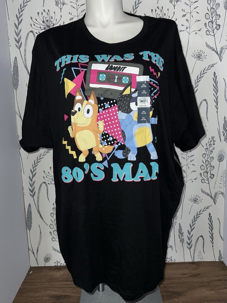 Bluey Mens 80’s Graphic Tee “This Was The 80’s Man” Adult Size 3XL (54/56)