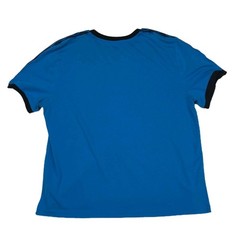 Umbro Mens XL Blue Ringer T-Shirt Logo Tape Shoulder Short Sleeve Crew Neck XL