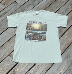 Vintage California Redwoods Nature Tee Shirt 90’s Green Crewneck Anvil Large