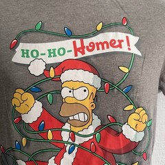 The Simpsons Ho Ho Homer Christmas Lights Santa Claus Graphic T-Shirt Grey SS