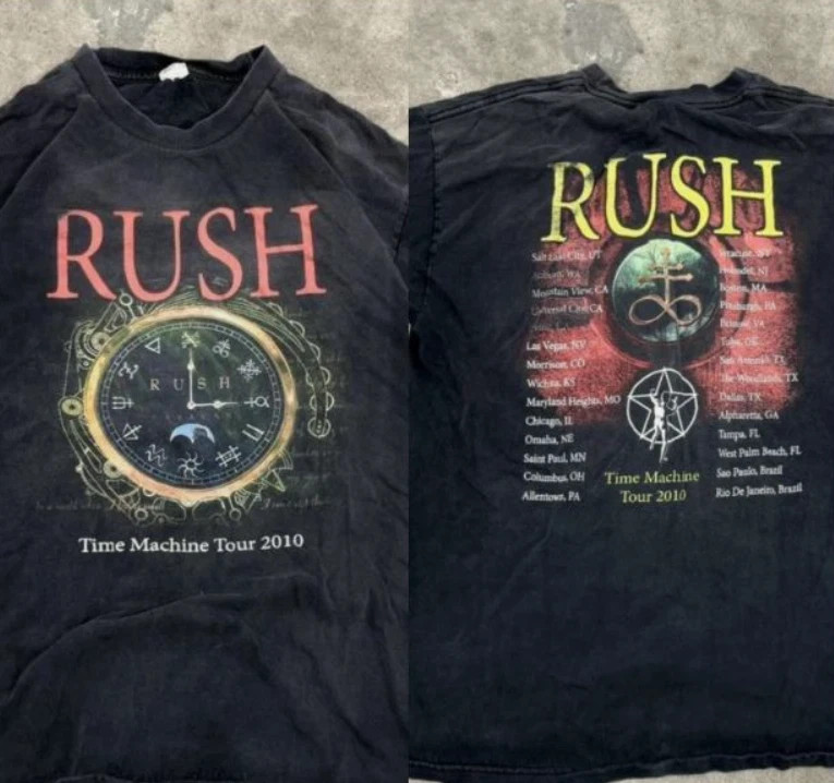 Rush Reprint Time Machine Tour Rock Band T-Shirt S-4XL