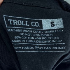Troll Co T Shirt Mens Small Black Dirty Hands Clean Money Graphic Back Workwear