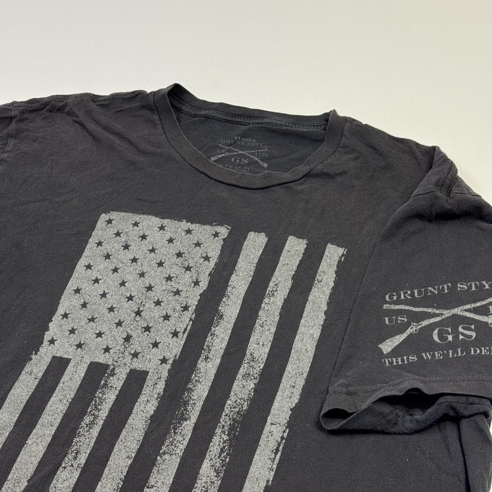 Grunt Style Shirt Mens Large Black Graphic American Flag Patriotic Short Sleeve