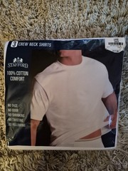 STAFFORD 3 Large Crew Neck White T-Shirts 100% Cotton Comfort. New In Package.