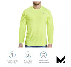 Mission 5494 Hi Vis Yellow XL Long Sleeve Cooling Shirt UPF50 Workwear