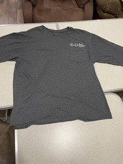 MEN’S SIZE LARGE : SALT LIFE GRAY LONG SLEEVE FISHING SHIRT – LOGO ON BACK