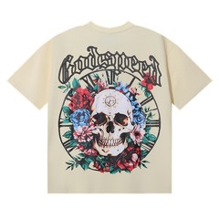 Godspeed Floral Skull Skeleton Vintage Streetwear Graphic Tee T-Shirt