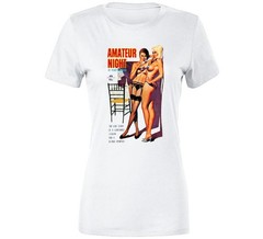 Amateur Night Strippers Burlesque Tee White Retro Vintage T-shirt Adults Only