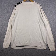 Stacy Adams Men’s Lightweight Long Sleeve Sweater, Cream and Black, Size Large