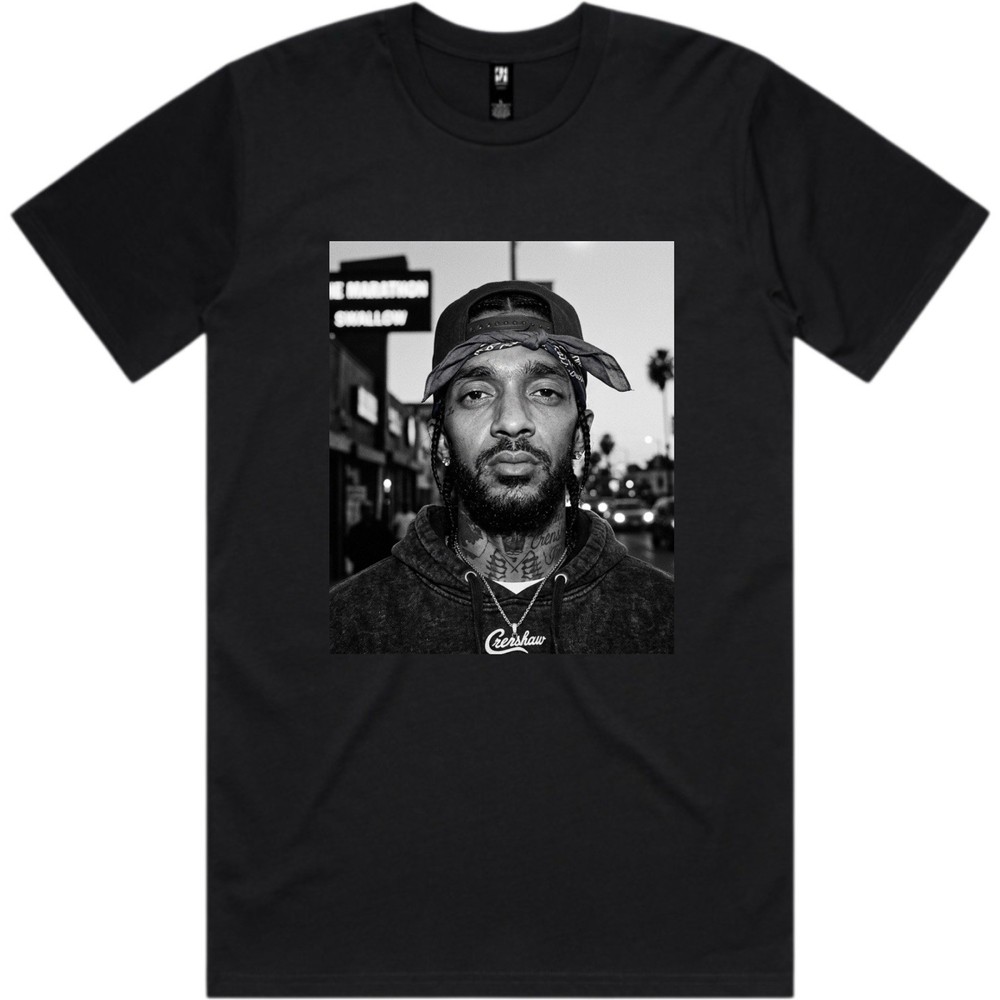 Nipsey Hussle Graphic Tee Portrait Black & White Fitted Athletic Short Sleeve