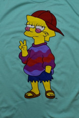 The Simpsons Mens Cool Lisa Simpson Peace Fingers Celadon Shirt New XS-3XL