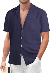 Mens Button Down Hawaiian Floral Shirt Casual Beach Vacation Tropical Top