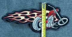 Embroidered Motorcycle with Flames Flaming CHOPPER Outlaw Biker Patch