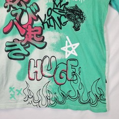 HUGE Fashion Exchange Men’s MED Aqua Graffiti King Savage Graphic T-Shirt Cotton