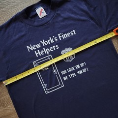 Vintage 90s NYPD New Yorks Finest Helpers T Shirt Medium Jerzees Single…