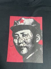 Vintage 90s/2000s Y2K Grunge Mao Zedong Young portrait T Shirt Black Size XL
