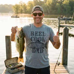 Mens Reel Cool Dad T shirt Funny Fathers Day Fishing Gift for Husband Fisherman