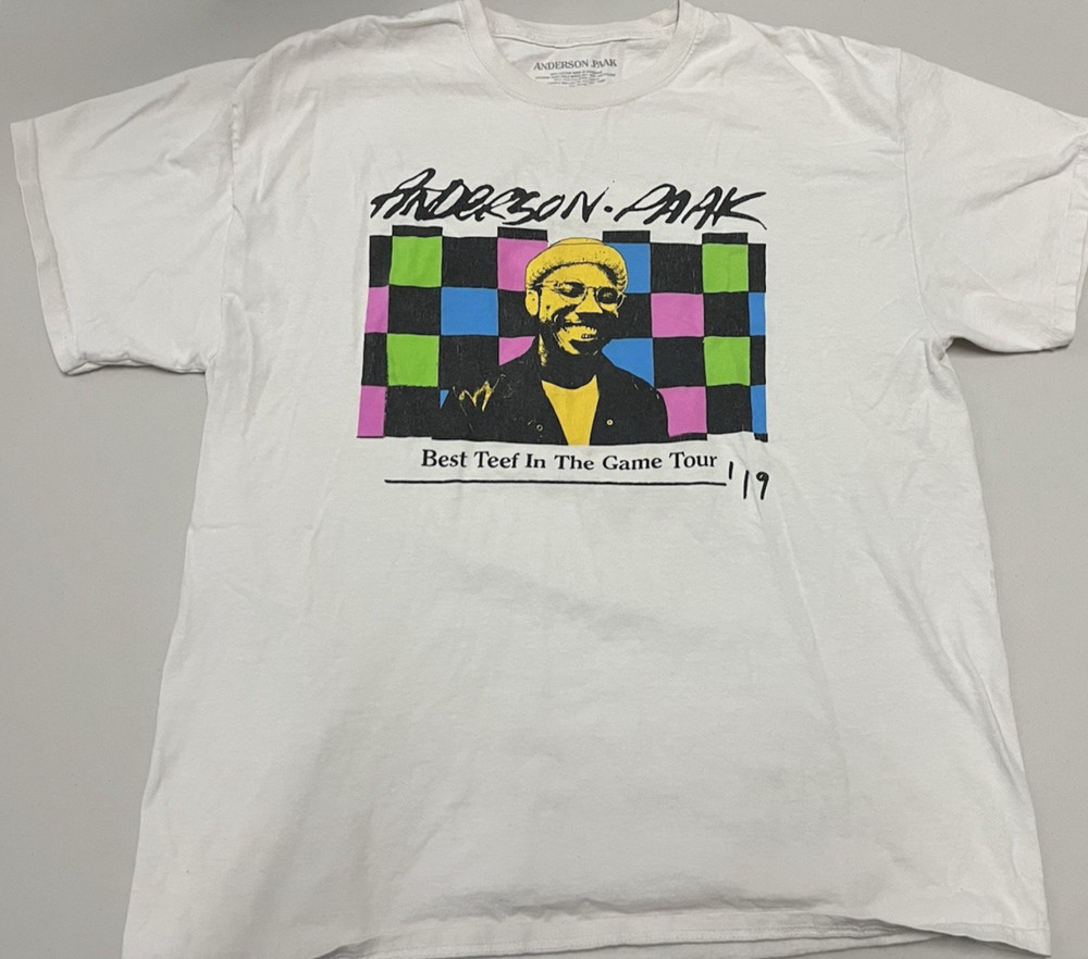 Anderson Paak Best Teef in the Game Tour 19 Men’s T Shirt XL White Tour *stain*
