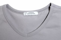 Versace Collection Men’s Gray Stretch V-Neck Short Sleeve T-Shirt US S IT M