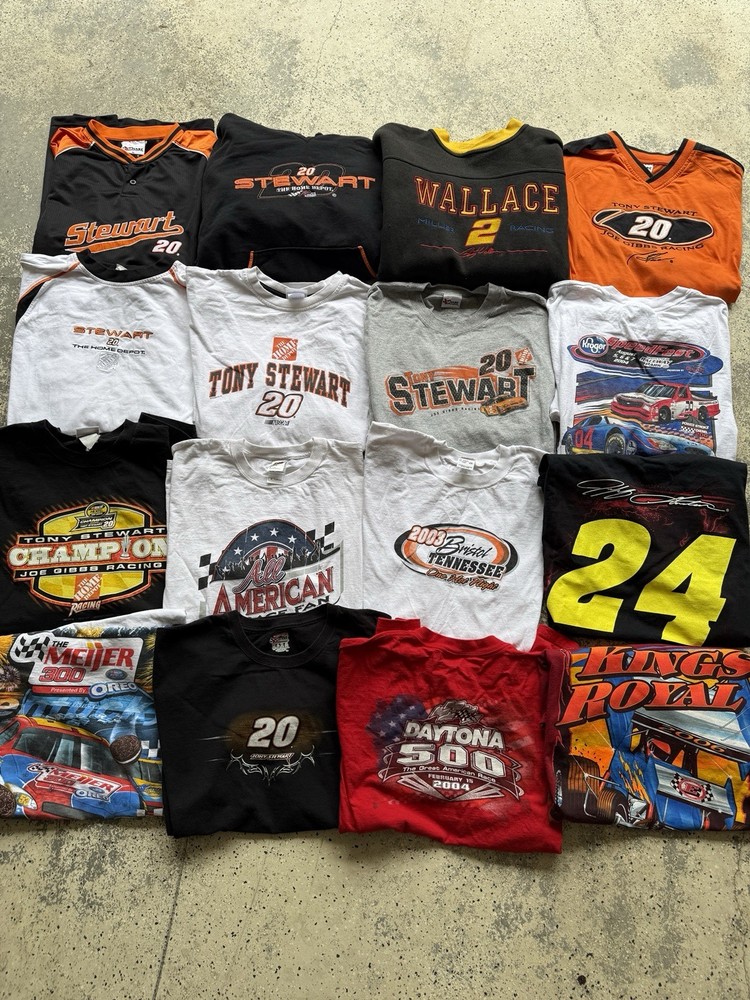 16PC Mixed NASCAR Tee/Hoodie Lot with Graphic T-Shirts Mixed Sizes 2000’s/Modern
