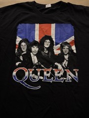 Queen Black Rare Concert Band T-Shirt Freddie Mercury British Flag Vintage Sz XL