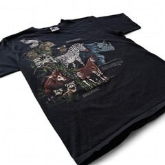 Men’s Vintage 1980s Black Wildlife Graphic T-Shirt Size L Rare Single Stitch