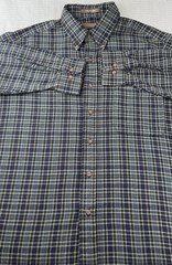 Mens Outdoors Long Sleeve Flannel Blue Plaid Shirt Sz L Button Down