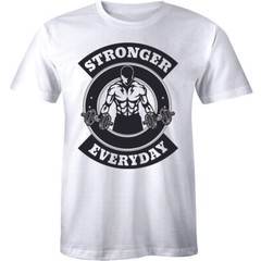 Stronger Everyday Men T-shirt Weight Lifting Gym Training Bodybuilding Tee Shirt