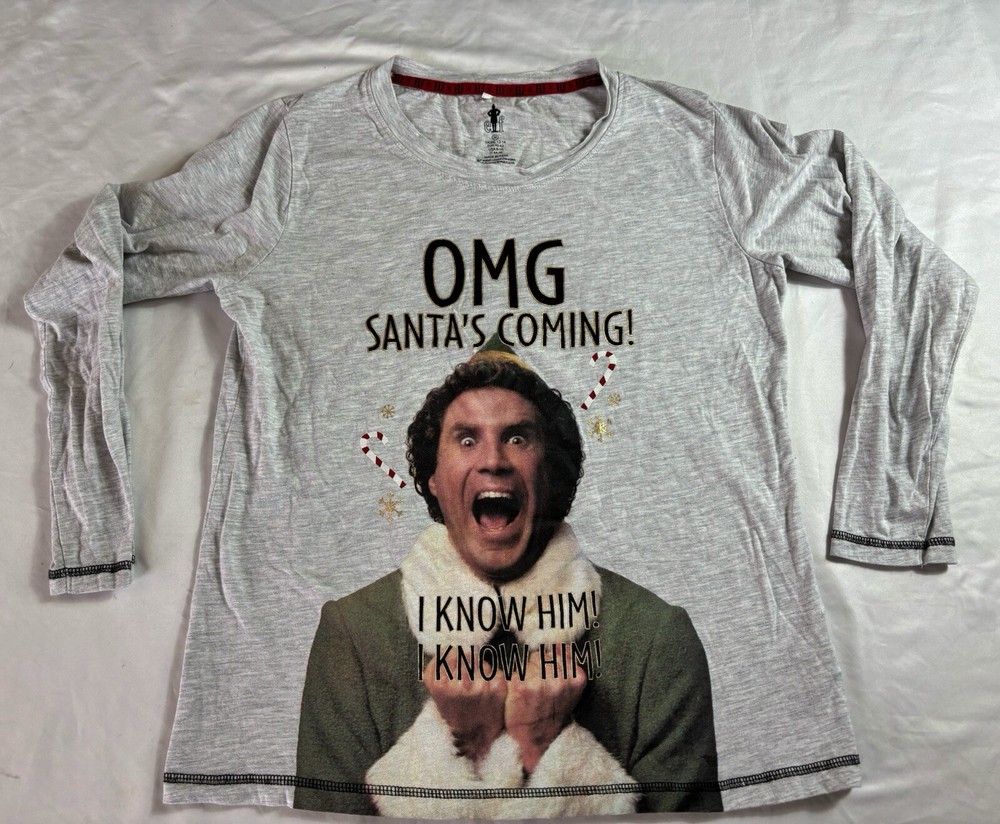 Elf – OMG Santa Is Coming – Christmas T-Shirt ( Medium ) Classic Holiday