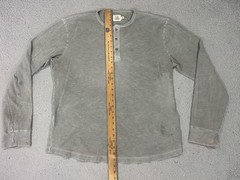 Flint And Tinder Henley Shirt Men XL Gray Waffle Knit Long Sleeve USA Base Layer