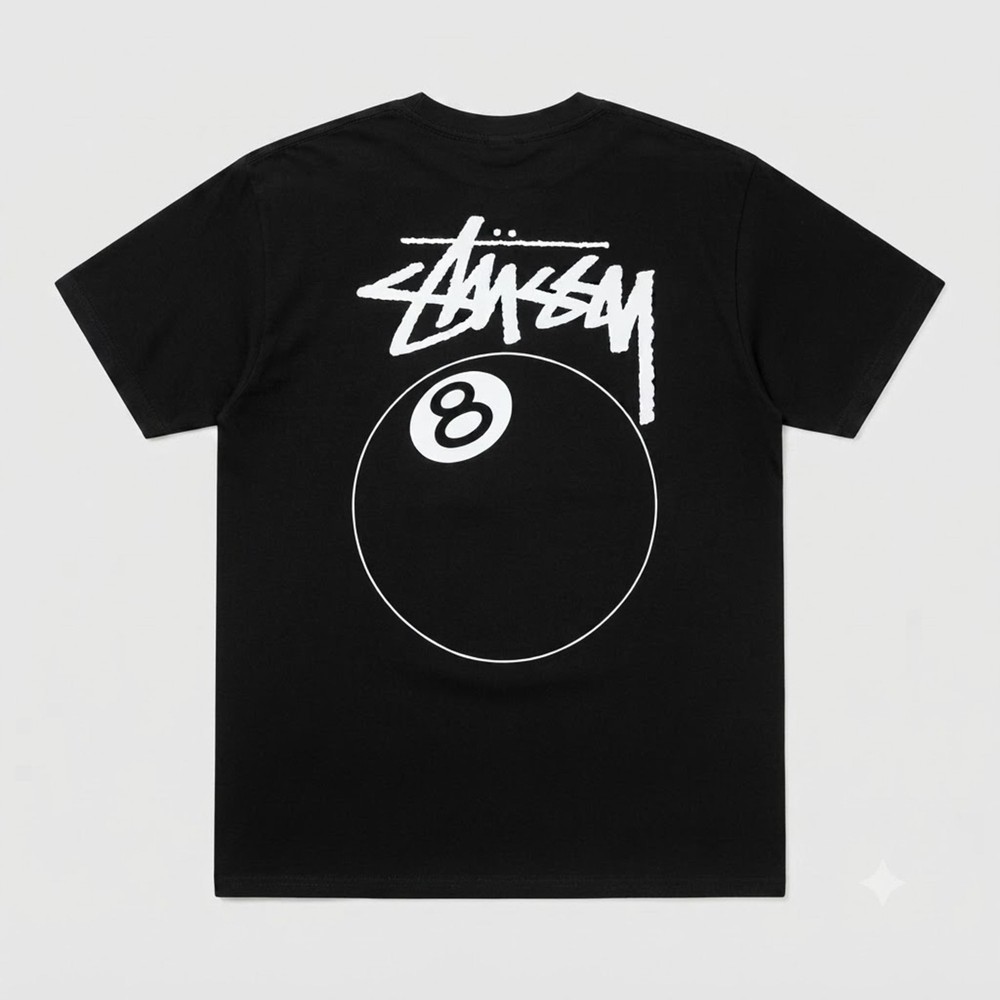Stylish Stussy 8 Ball Pigment-Dyed T-Shirt (Black) – Sizes S–5XL FREESHIPS