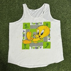 Tweety Bird Vtg Looney Tunes Y2K 3D Tank Top Sleeveless Cartoon T Shirt L/XL