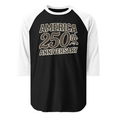 America 250th Anniversary woodgrain 3/4 sleeve raglan shirt