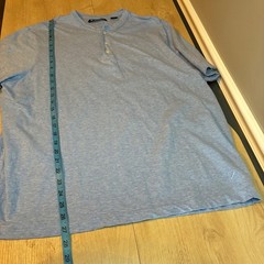 Cremieux Classics Mens XL Blue Heathered Cotton Short Sleeve Henley Shirt Logo