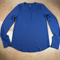 Gap Rib Henley Long SleeveMen Medium Tall Size Blue Color Quarter Button Down