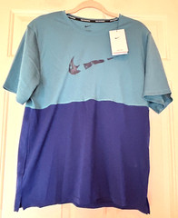 Nike Running Shirt Dri Fit Blue Large Logo Breathable Size Mens L NWT