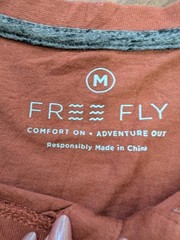 Free Fly Mens Medium Long Sleeve Henley Shirt Brown Rust Casual Outdoor Comfort