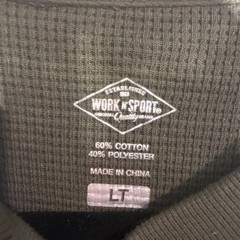 Work n’ Sport Thermal Waffle Knit Henley Long Sleeve Shirt LT Tall Olive Green