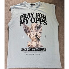 Streetz Iz Watchin Pray For My Opps Angel Muscle Tee Light Blue Small