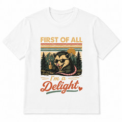 Vintage Mountain Forest Cool Opossum Sunglasses Thumbs Up Crew Neck Tee