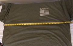 ARIAT Graphic Tee T-Shirt Men XXL Short Sleeve Crewneck Green S/S Flag On Back