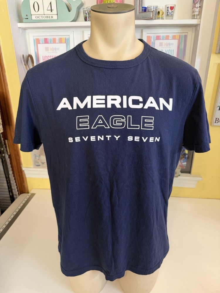American Eagle Outfitters Mens Size Large Seventy Seven Short Sleeve Tshirt Navy