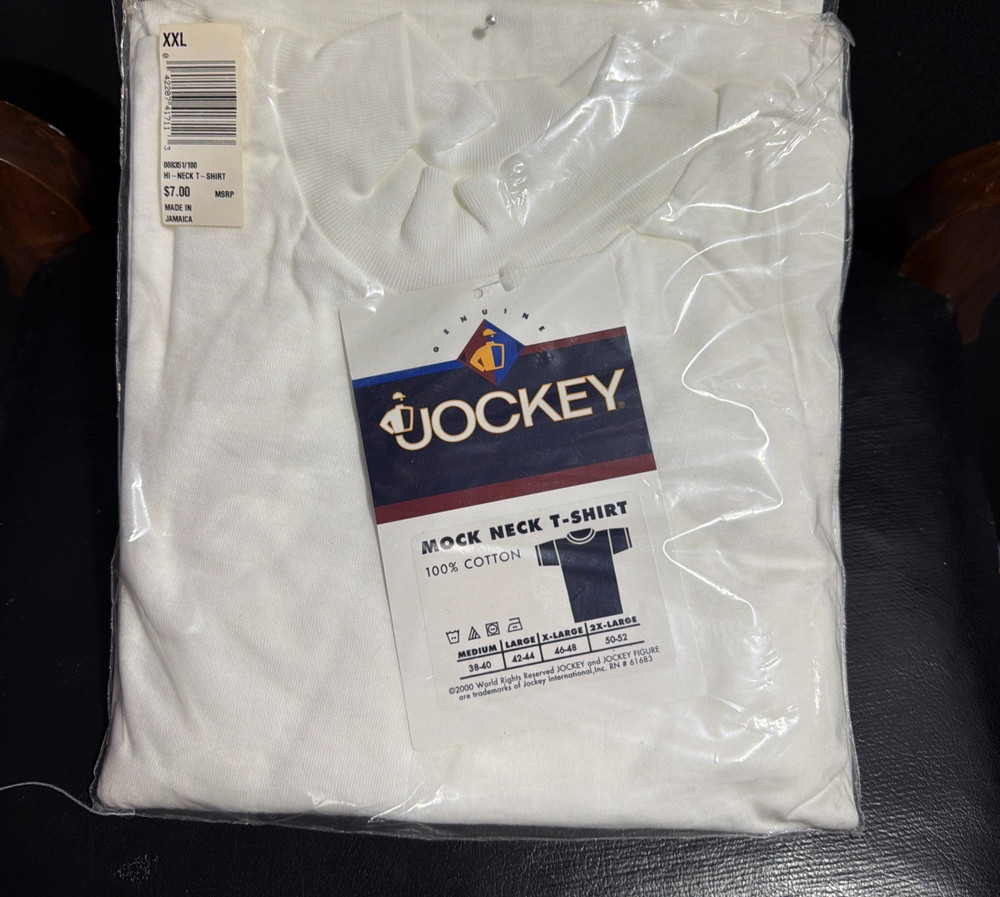 Set of Two Men’s Black and White Jockey High Neck T Shirt XXL 💯 Cotton NEW!