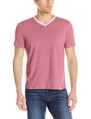 Large Men’s V-Neck Short Sleeve Knit Shirt Cayenne
