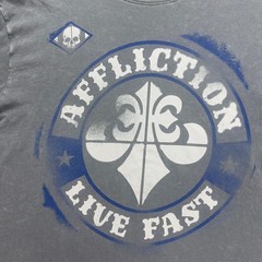 Affliction Graphic T-Shirt Live Fast Gray Size Large