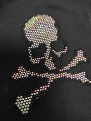 New Men Luxury Rhinestones Gothic Fashion Skull Black White T-Shirt High Quality
