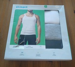 3-Pack Papi Soft 4-Way Stretch Tag-Free Modern Tank Tops Black Gray White Medium