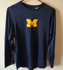 Michigan Wolverines Shirt Mens Large Blue Jordan Dri-FIT Long Sleeve Length +2