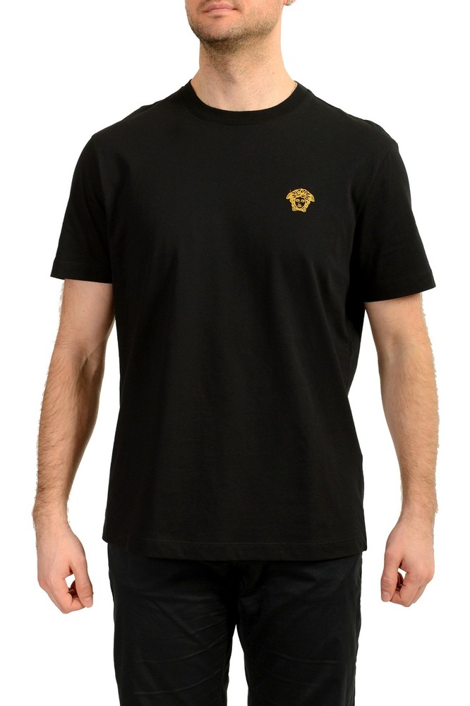 Versace Men’s Black Gold Medusa Embroidery Short Sleeve T-Shirt US 2XL IT 56