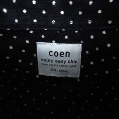 Coen Corduroy Shirt Men’s S Navy Off-White Cotton Casual Long Sleeve Excellent